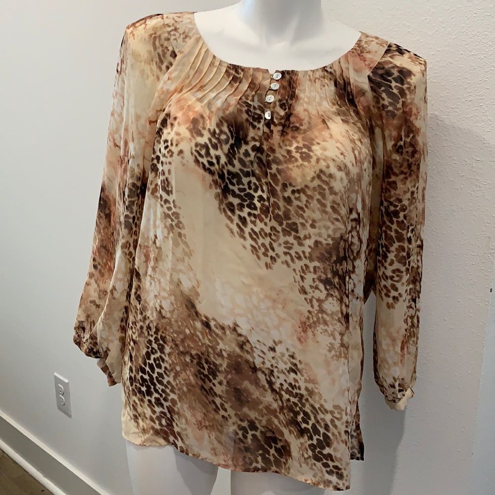 Chico’s Print, Button Sleeve, Floaty Summertime B… - image 1